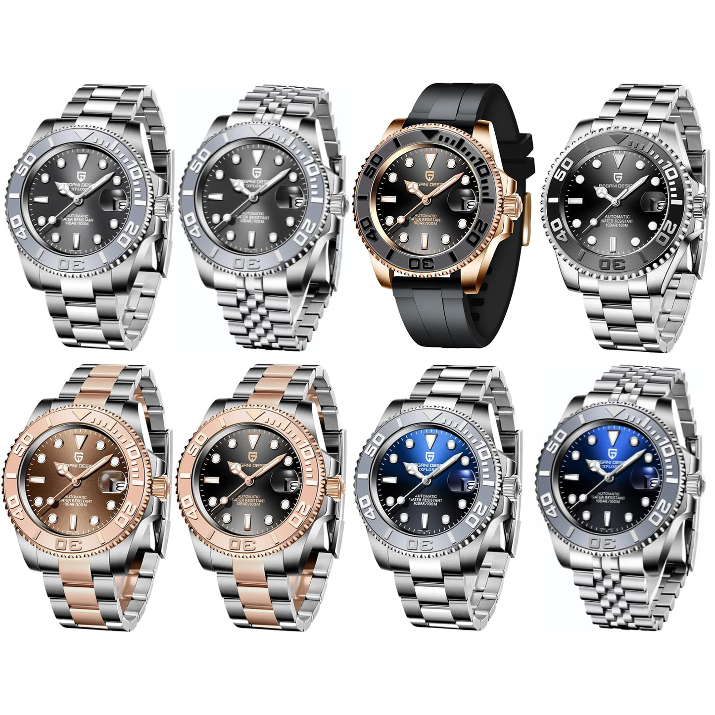 パガ-ニデザイン メンズ腕時計 日本製 SEIKO ムーブメント NH35 ヨットマスター ダイバーズ 自動巻き 機械式 ケース 付き 防水 セラミックベゼル ビジネス 仕事用 ドレスウォッチ シリコンラバー ベルト サファイアガラス PAGANI DESIGN PD-1651