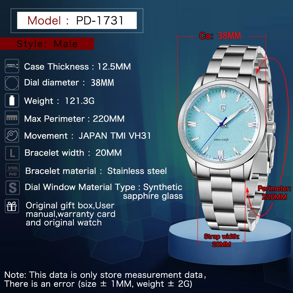 パガ-ニデザイン メンズ腕時計 SEIKO 日本製 ムーブメント VH31 ダイバーズ クォーツ ケース 付き 防水 ビジネス 仕事用 ドレスウォッチ ステンレススチール ベルト サファイアガラス PAGANI DESIGN PD-1731