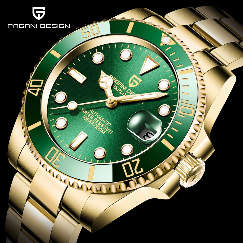 パガ-ニデザイン メンズ腕時計 日本製 SEIKO NH35 ムーブメント サブマリーナー ダイバーズ 自動巻き 機械式 ケース 付き 防水 セラミックベゼル ビジネス 仕事用 ドレスウォッチ ステンレススチール ベルト サファイアガラス PAGANI DESIGN PD-1661