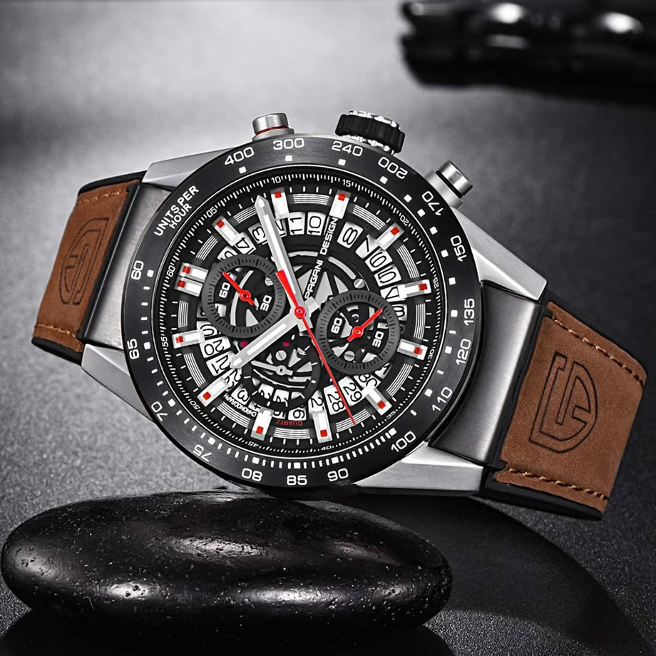 パガ-ニデザイン メンズ腕時計 日本製 セイコームーブメント SEIKO クロノグラフ カレラ クォーツ ダイバーズ ケース 付き 防水 セラミックベゼル ビジネス 仕事用 ドレスウォッチ ステンレススチール ベルト サファイアガラス 結婚式 パーティー 成人式 記念日 プレゼント PAGANI DESIGN PD-2768