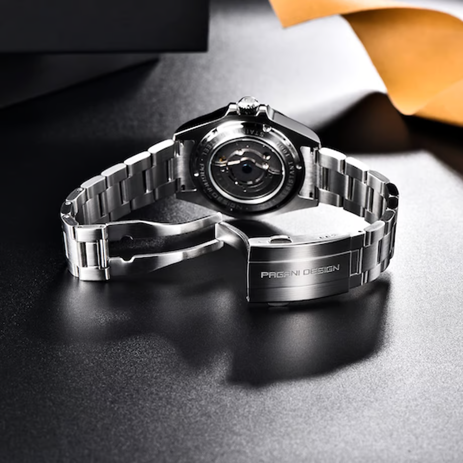 パガ-ニデザイン メンズ腕時計 高性能 GMT ムーブメント エクスプローラー2 自動巻き 機械式 ケース 付き 防水 ビジネス 仕事用 ドレスウォッチ ステンレススチール ラバー ベルト サファイアガラス 結婚式 パーティー 成人式 記念日 プレゼント PAGANI DESIGN PD-1682