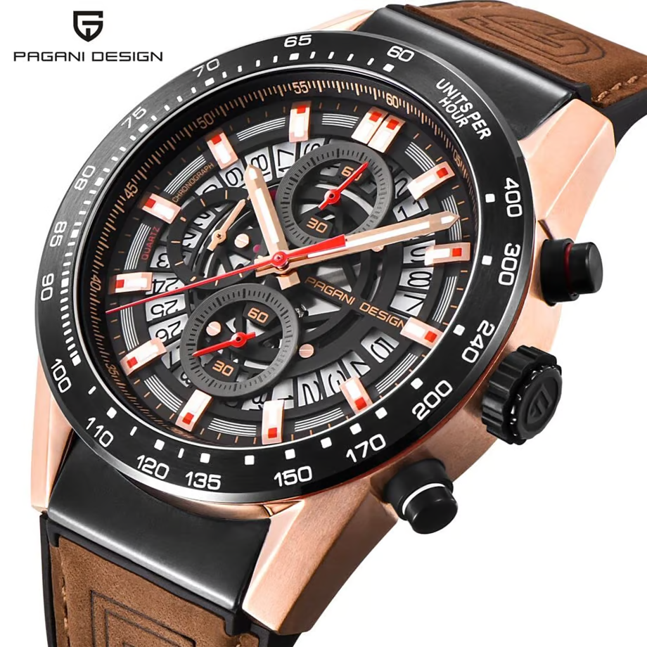 パガ-ニデザイン メンズ腕時計 日本製 セイコームーブメント SEIKO クロノグラフ カレラ クォーツ ダイバーズ ケース 付き 防水 セラミックベゼル ビジネス 仕事用 ドレスウォッチ ステンレススチール ベルト サファイアガラス 結婚式 パーティー 成人式 記念日 プレゼント PAGANI DESIGN PD-2768