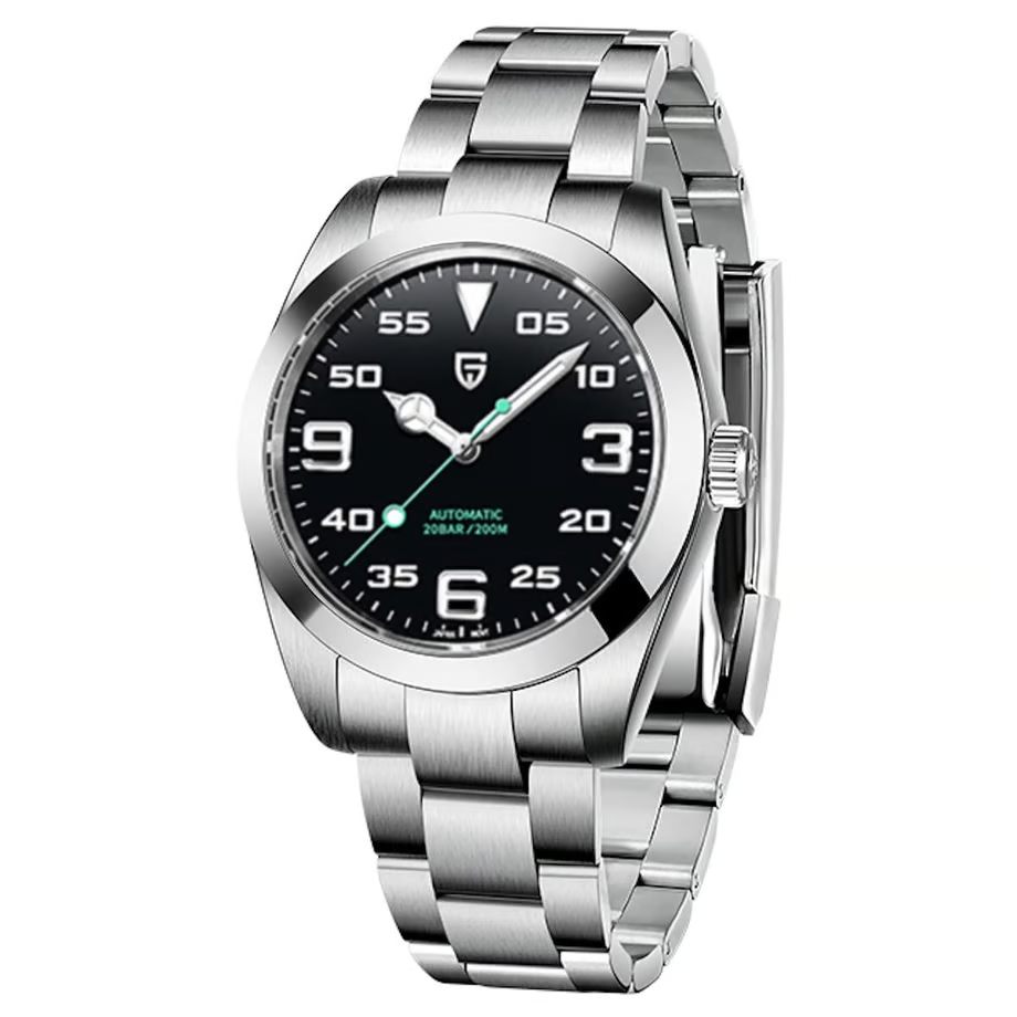 パガ-ニデザイン メンズ腕時計 日本製SEIKO NH35 ムーブメント エアキング 自動巻き 機械式 ケース 付き 防水 ビジネス 仕事用 ドレスウォッチ ステンレススチール ラバー ベルト サファイアガラス 結婚式 パーティー 成人式 記念日 プレゼント PAGANI DESIGN PD-1692