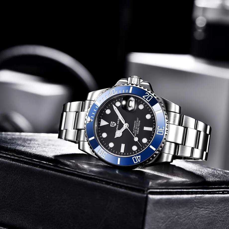 パガ-ニデザイン メンズ腕時計 日本製 SEIKO NH35 ムーブメント サブマリーナー ダイバーズ 自動巻き 機械式 ケース 付き 防水 セラミックベゼル ビジネス 仕事用 ドレスウォッチ ステンレススチール ベルト サファイアガラス PAGANI DESIGN PD-1661