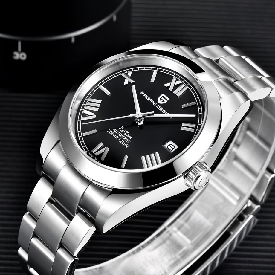パガ-ニデザイン メンズ腕時計 日本製 SEIKO 自動巻き ムーブメント オイスターパーペチュアル ケース 付き 防水 セラミック ベゼル ビジネス 仕事用 ドレスウォッチ ステンレススチール ベルト サファイアガラス 結婚式 パーティー 成人式 記念日 プレゼント PAGANI DESIGN PD-1691