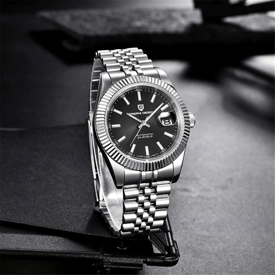パガ-ニデザイン メンズ腕時計 日本製 SEIKO NH35 自動巻き ムーブメント ダイバーズ 機械式 ケース 付き 防水 セラミックベゼル ビジネス 仕事用 ドレスウォッチ ステンレススチール ベルト サファイアガラス 結婚式 パーティー 成人式 記念日 プレゼント PAGANI DESIGN PD-1645