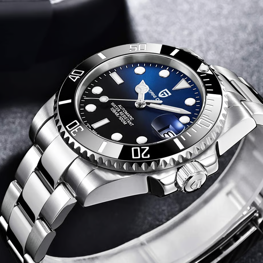 パガ-ニデザイン メンズ腕時計 日本製 SEIKO NH35 ムーブメント サブマリーナー ダイバーズ 自動巻き 機械式 ケース 付き 防水 セラミックベゼル ビジネス 仕事用 ドレスウォッチ ステンレススチール ベルト サファイアガラス PAGANI DESIGN PD-1661