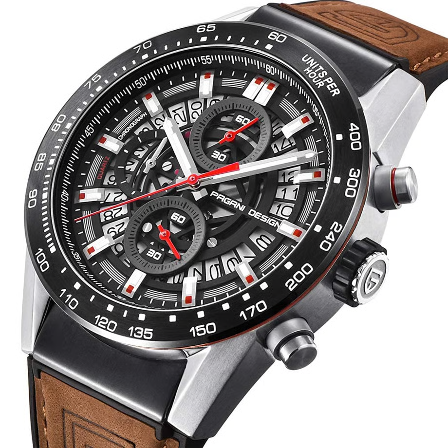 パガ-ニデザイン メンズ腕時計 日本製 セイコームーブメント SEIKO クロノグラフ カレラ クォーツ ダイバーズ ケース 付き 防水 セラミックベゼル ビジネス 仕事用 ドレスウォッチ ステンレススチール ベルト サファイアガラス 結婚式 パーティー 成人式 記念日 プレゼント PAGANI DESIGN PD-2768