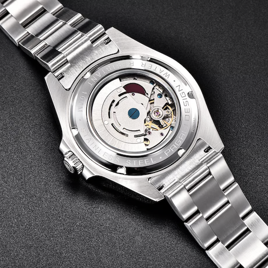 パガ-ニデザイン メンズ腕時計 高性能 GMT ムーブメント エクスプローラー2 自動巻き 機械式 ケース 付き 防水 ビジネス 仕事用 ドレスウォッチ ステンレススチール ラバー ベルト サファイアガラス 結婚式 パーティー 成人式 記念日 プレゼント PAGANI DESIGN PD-1682