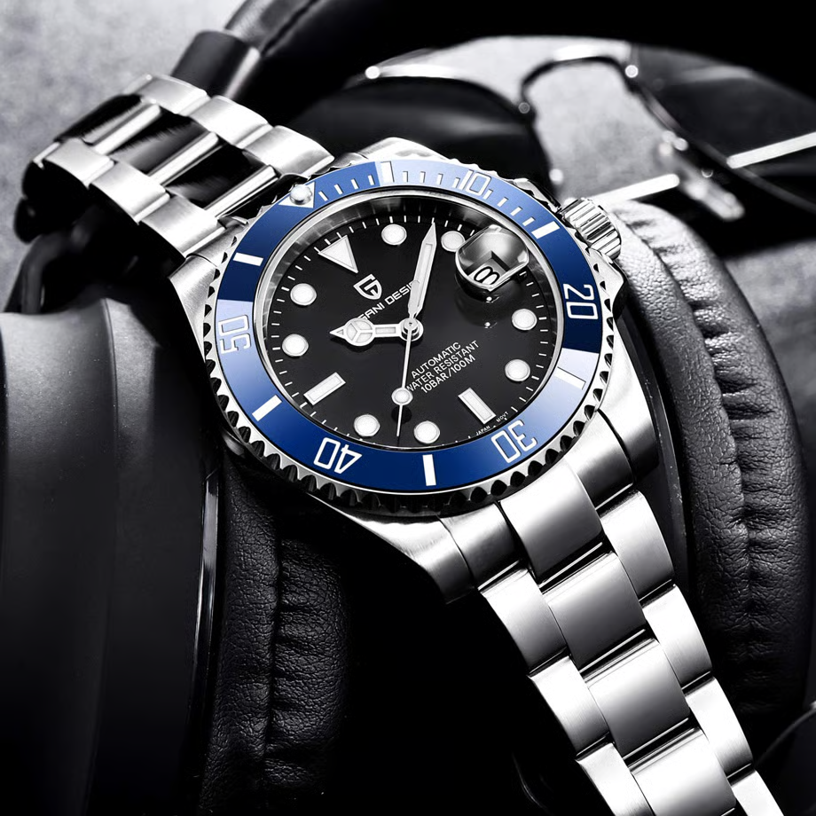 パガ-ニデザイン メンズ腕時計 日本製 SEIKO NH35 ムーブメント サブマリーナー ダイバーズ 自動巻き 機械式 ケース 付き 防水 セラミックベゼル ビジネス 仕事用 ドレスウォッチ ステンレススチール ベルト サファイアガラス PAGANI DESIGN PD-1661