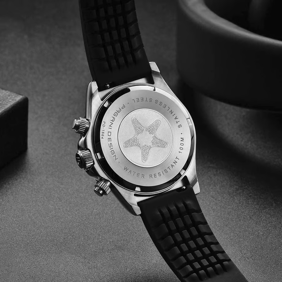 パガ-ニデザイン メンズ腕時計 日本製SEIKOクォーツムーブメント デイトナ クロノグラフ ケース 付き 防水 セラミックベゼル ビジネス 仕事用 ドレスウォッチ ステンレススチール ベルト サファイアガラス PAGANI DESIGN PD-1664