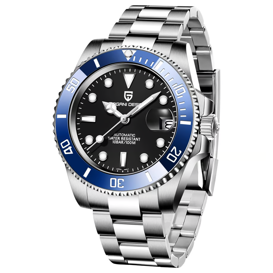 パガ-ニデザイン メンズ腕時計 日本製 SEIKO NH35 ムーブメント サブマリーナー ダイバーズ 自動巻き 機械式 ケース 付き 防水 セラミックベゼル ビジネス 仕事用 ドレスウォッチ ステンレススチール ベルト サファイアガラス PAGANI DESIGN PD-1661