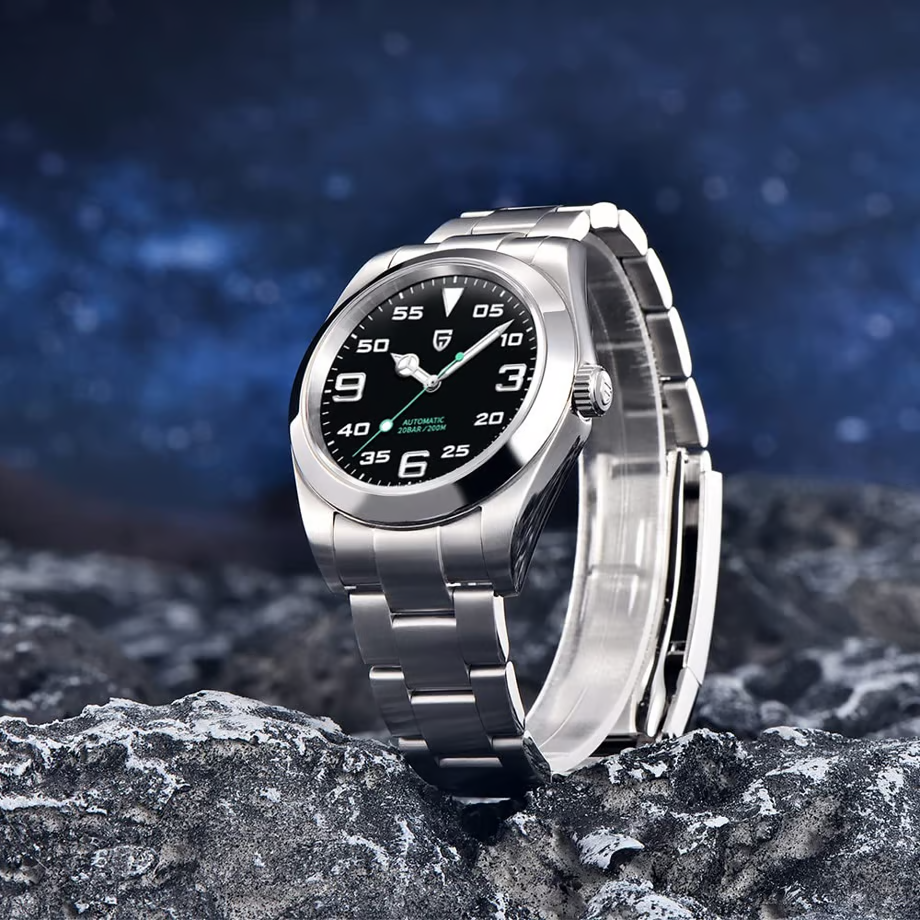 パガ-ニデザイン メンズ腕時計 日本製SEIKO NH35 ムーブメント エアキング 自動巻き 機械式 ケース 付き 防水 ビジネス 仕事用 ドレスウォッチ ステンレススチール ラバー ベルト サファイアガラス 結婚式 パーティー 成人式 記念日 プレゼント PAGANI DESIGN PD-1692