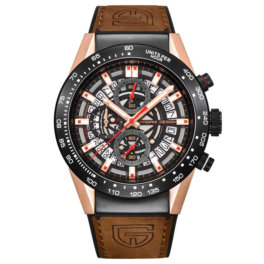 パガ-ニデザイン メンズ腕時計 日本製 セイコームーブメント SEIKO クロノグラフ カレラ クォーツ ダイバーズ ケース 付き 防水 セラミックベゼル ビジネス 仕事用 ドレスウォッチ ステンレススチール ベルト サファイアガラス 結婚式 パーティー 成人式 記念日 プレゼント PAGANI DESIGN PD-2768