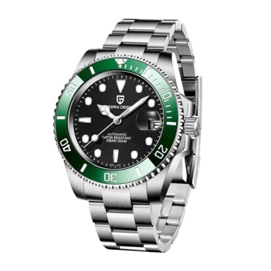パガ-ニデザイン メンズ腕時計 日本製 SEIKO NH35 ムーブメント サブマリーナー ダイバーズ 自動巻き 機械式 ケース 付き 防水 セラミックベゼル ビジネス 仕事用 ドレスウォッチ ステンレススチール ベルト サファイアガラス PAGANI DESIGN PD-1661