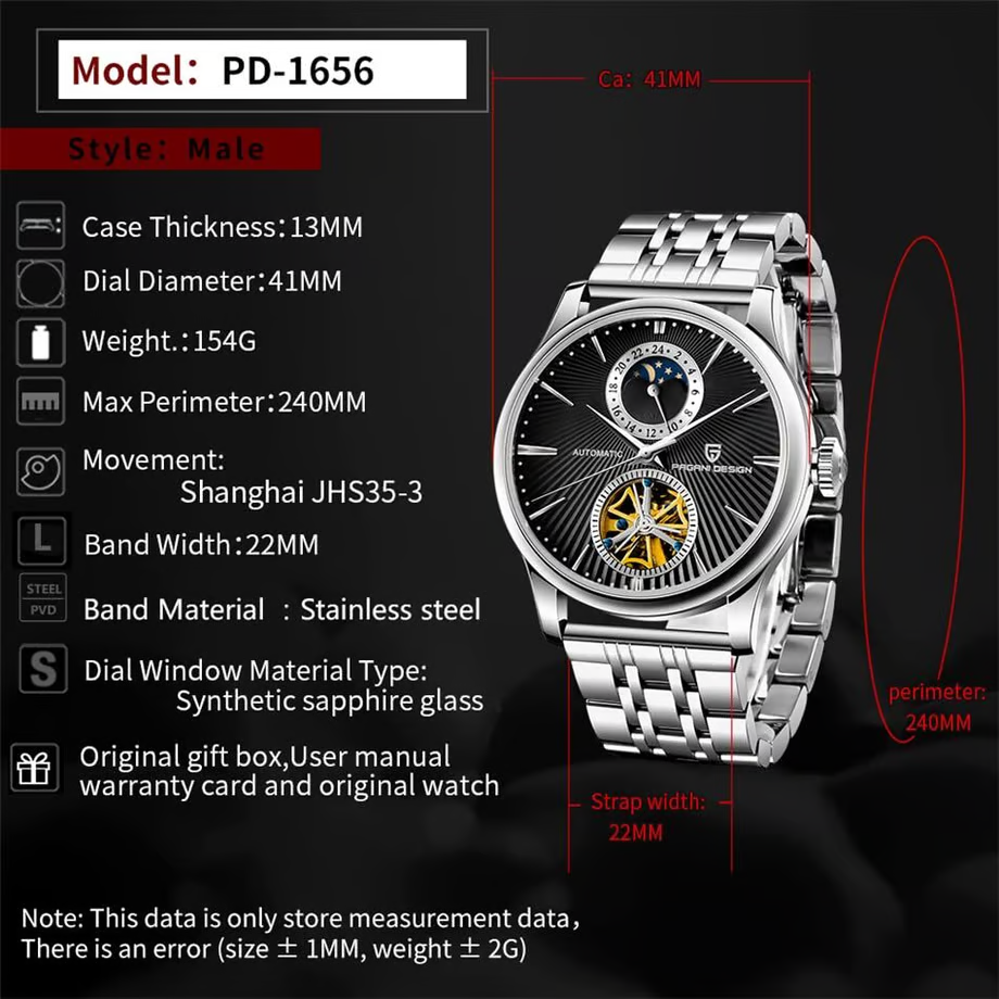 パガ-ニデザイン PD-1656 メンズ腕時計 自動巻き PAGANI DESIGN PD-1656