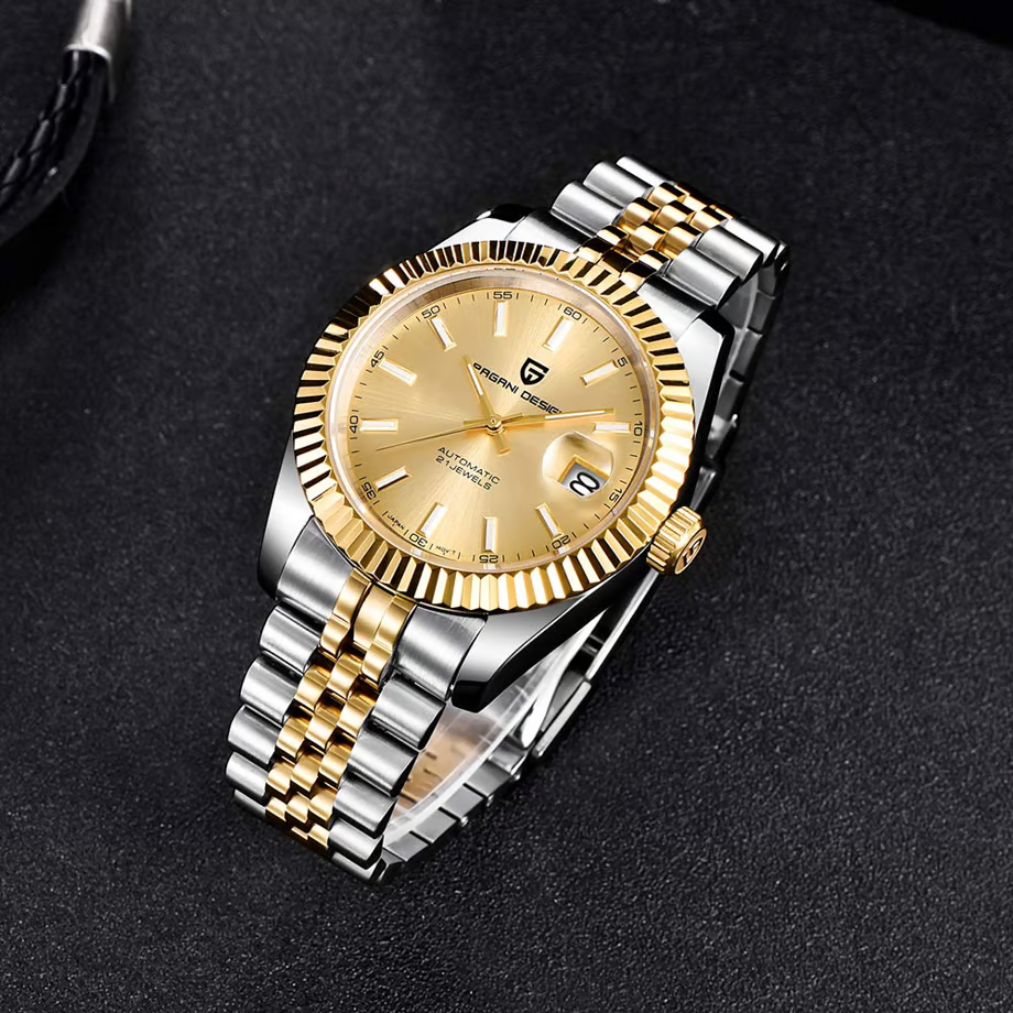 パガ-ニデザイン メンズ腕時計 日本製 SEIKO NH35 自動巻き ムーブメント ダイバーズ 機械式 ケース 付き 防水 セラミックベゼル ビジネス 仕事用 ドレスウォッチ ステンレススチール ベルト サファイアガラス 結婚式 パーティー 成人式 記念日 プレゼント PAGANI DESIGN PD-1645