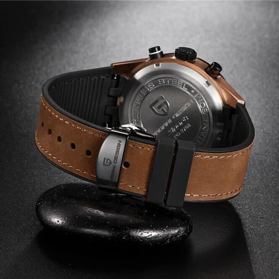 パガ-ニデザイン メンズ腕時計 日本製 セイコームーブメント SEIKO クロノグラフ カレラ クォーツ ダイバーズ ケース 付き 防水 セラミックベゼル ビジネス 仕事用 ドレスウォッチ ステンレススチール ベルト サファイアガラス 結婚式 パーティー 成人式 記念日 プレゼント PAGANI DESIGN PD-2768