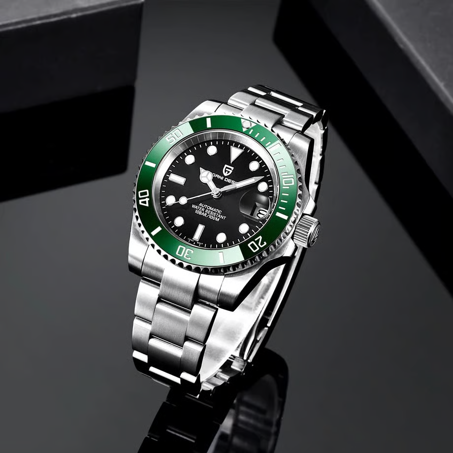 パガ-ニデザイン メンズ腕時計 日本製 SEIKO NH35 ムーブメント サブマリーナー ダイバーズ 自動巻き 機械式 ケース 付き 防水 セラミックベゼル ビジネス 仕事用 ドレスウォッチ ステンレススチール ベルト サファイアガラス PAGANI DESIGN PD-1661
