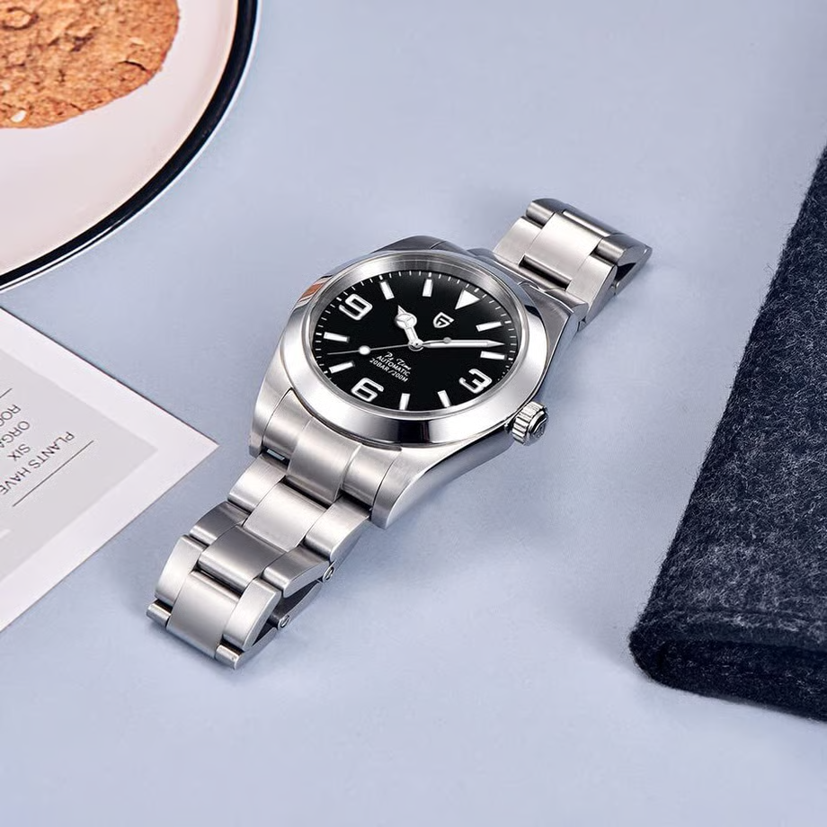 パガ-ニデザイン メンズ腕時計 日本製SEIKO NH35 ムーブメント エアキング 自動巻き 機械式 ケース 付き 防水 ビジネス 仕事用 ドレスウォッチ ステンレススチール ラバー ベルト サファイアガラス 結婚式 パーティー 成人式 記念日 プレゼント PAGANI DESIGN PD-1692