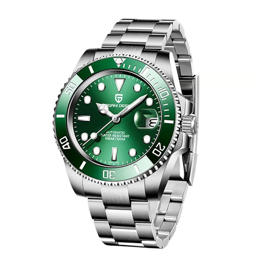 パガ-ニデザイン メンズ腕時計 日本製 SEIKO NH35 ムーブメント サブマリーナー ダイバーズ 自動巻き 機械式 ケース 付き 防水 セラミックベゼル ビジネス 仕事用 ドレスウォッチ ステンレススチール ベルト サファイアガラス PAGANI DESIGN PD-1661