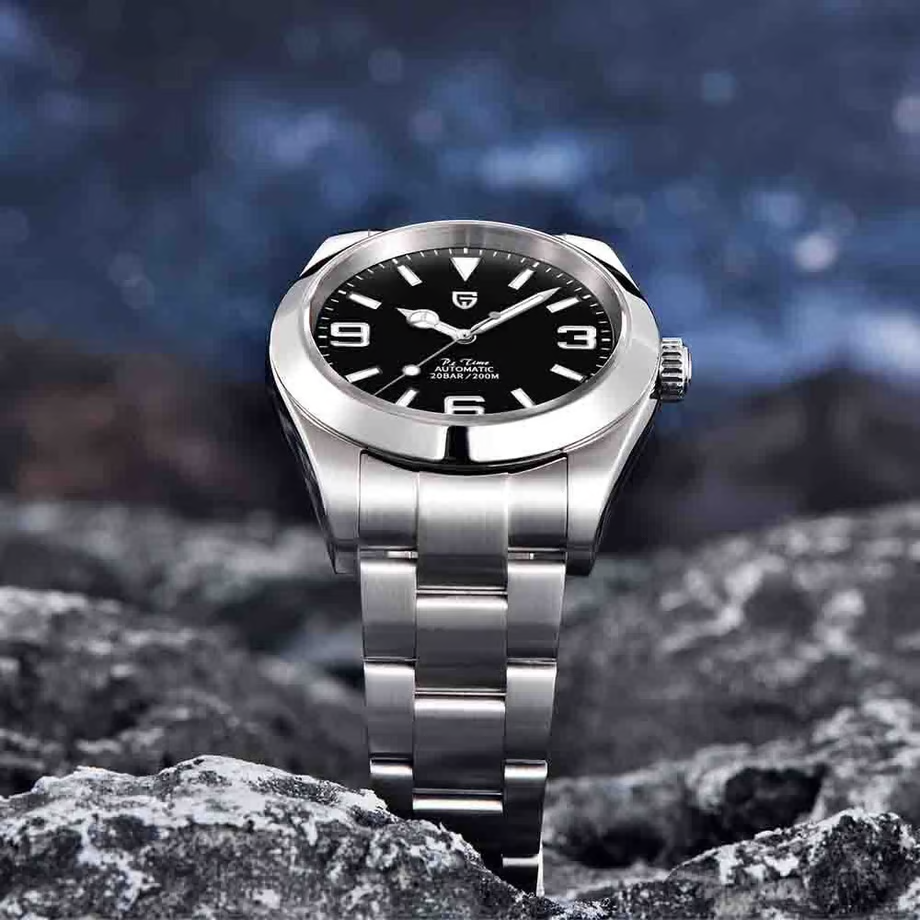 パガ-ニデザイン メンズ腕時計 日本製SEIKO NH35 ムーブメント エアキング 自動巻き 機械式 ケース 付き 防水 ビジネス 仕事用 ドレスウォッチ ステンレススチール ラバー ベルト サファイアガラス 結婚式 パーティー 成人式 記念日 プレゼント PAGANI DESIGN PD-1692