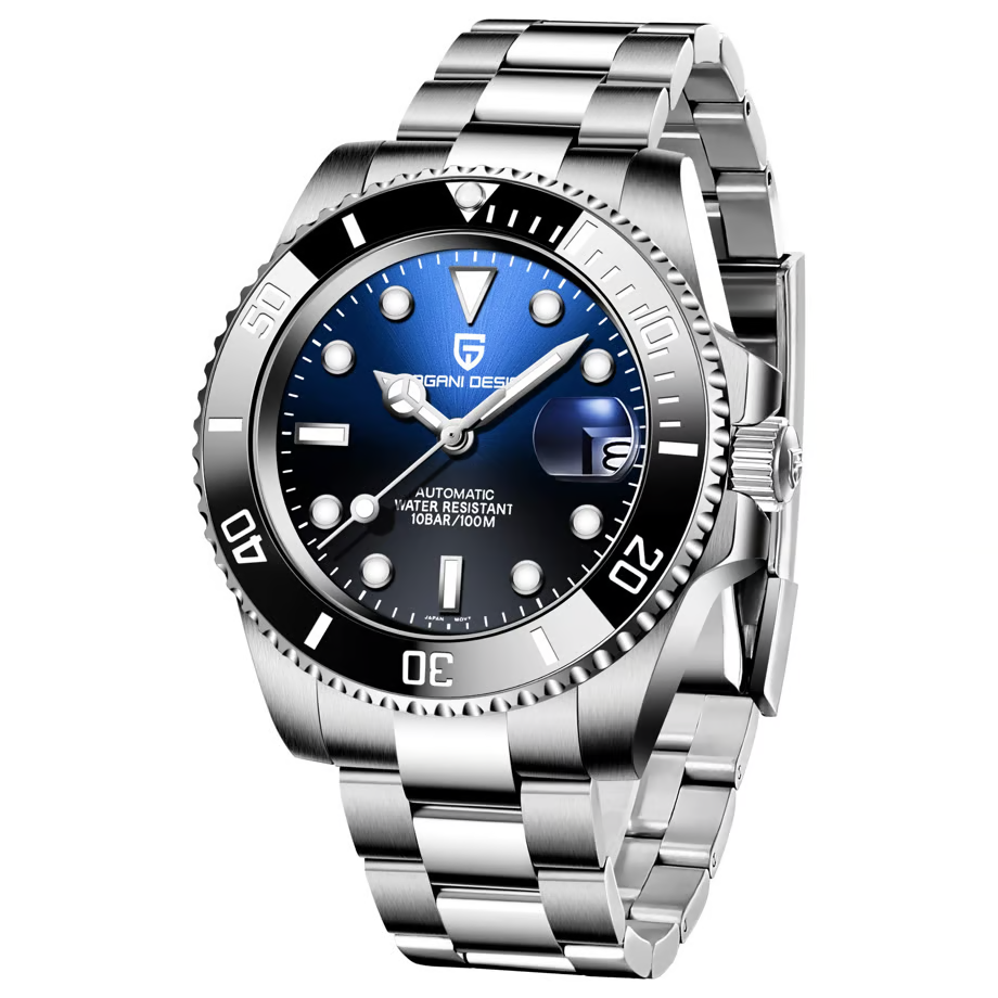 パガ-ニデザイン メンズ腕時計 日本製 SEIKO NH35 ムーブメント サブマリーナー ダイバーズ 自動巻き 機械式 ケース 付き 防水 セラミックベゼル ビジネス 仕事用 ドレスウォッチ ステンレススチール ベルト サファイアガラス PAGANI DESIGN PD-1661