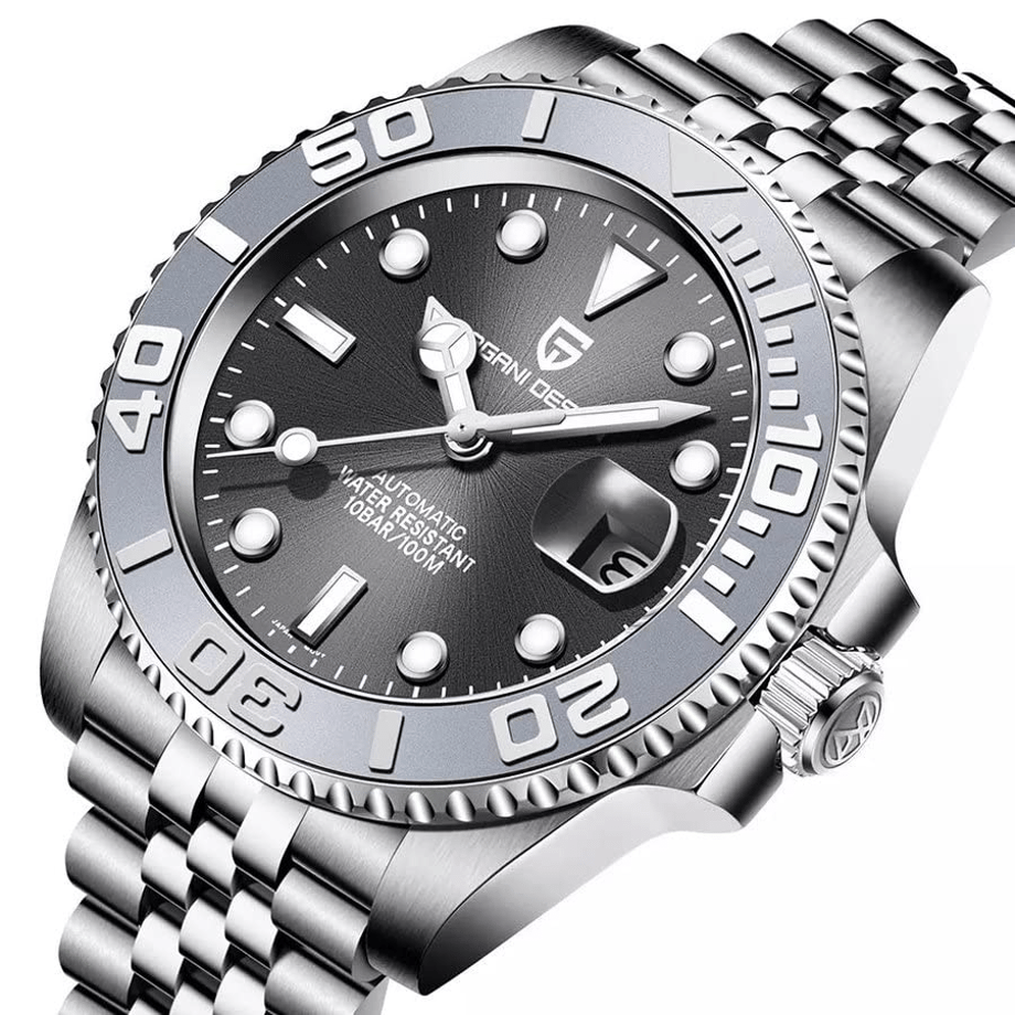 パガ-ニデザイン メンズ腕時計 日本製 SEIKO ムーブメント NH35 ヨットマスター ダイバーズ 自動巻き 機械式 ケース 付き 防水 セラミックベゼル ビジネス 仕事用 ドレスウォッチ シリコンラバー ベルト サファイアガラス PAGANI DESIGN PD-1651