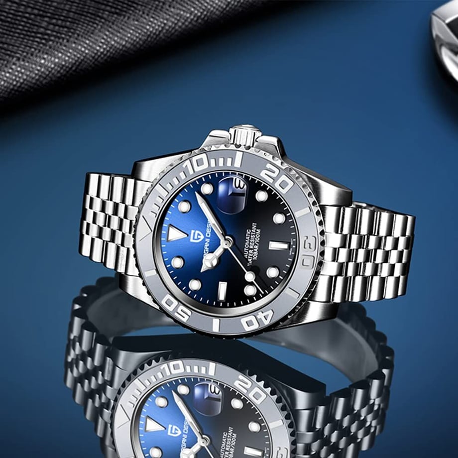 パガ-ニデザイン メンズ腕時計 日本製 SEIKO ムーブメント NH35 ヨットマスター ダイバーズ 自動巻き 機械式 ケース 付き 防水 セラミックベゼル ビジネス 仕事用 ドレスウォッチ シリコンラバー ベルト サファイアガラス PAGANI DESIGN PD-1651