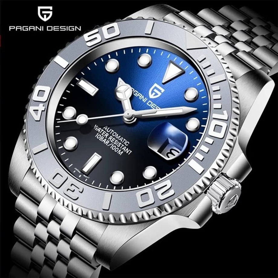 パガ-ニデザイン メンズ腕時計 日本製 SEIKO ムーブメント NH35 ヨットマスター ダイバーズ 自動巻き 機械式 ケース 付き 防水 セラミックベゼル ビジネス 仕事用 ドレスウォッチ シリコンラバー ベルト サファイアガラス PAGANI DESIGN PD-1651