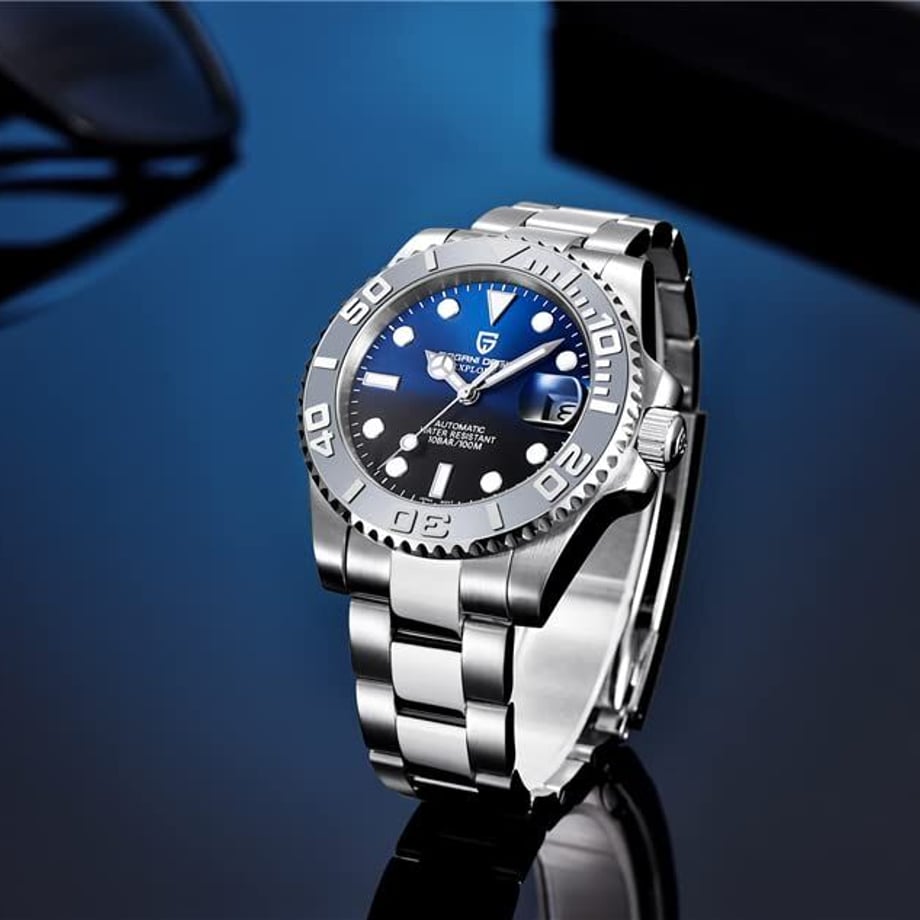 パガ-ニデザイン メンズ腕時計 日本製 SEIKO ムーブメント NH35 ヨットマスター ダイバーズ 自動巻き 機械式 ケース 付き 防水 セラミックベゼル ビジネス 仕事用 ドレスウォッチ シリコンラバー ベルト サファイアガラス PAGANI DESIGN PD-1651