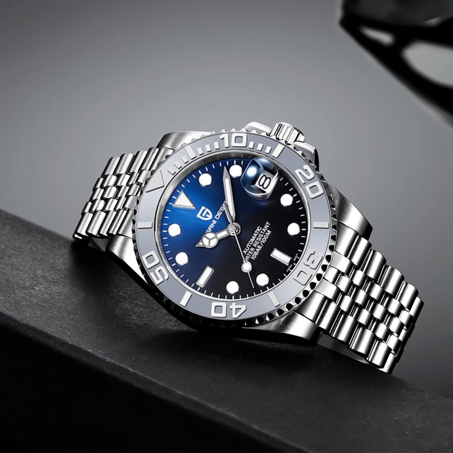 パガ-ニデザイン メンズ腕時計 日本製 SEIKO ムーブメント NH35 ヨットマスター ダイバーズ 自動巻き 機械式 ケース 付き 防水 セラミックベゼル ビジネス 仕事用 ドレスウォッチ シリコンラバー ベルト サファイアガラス PAGANI DESIGN PD-1651