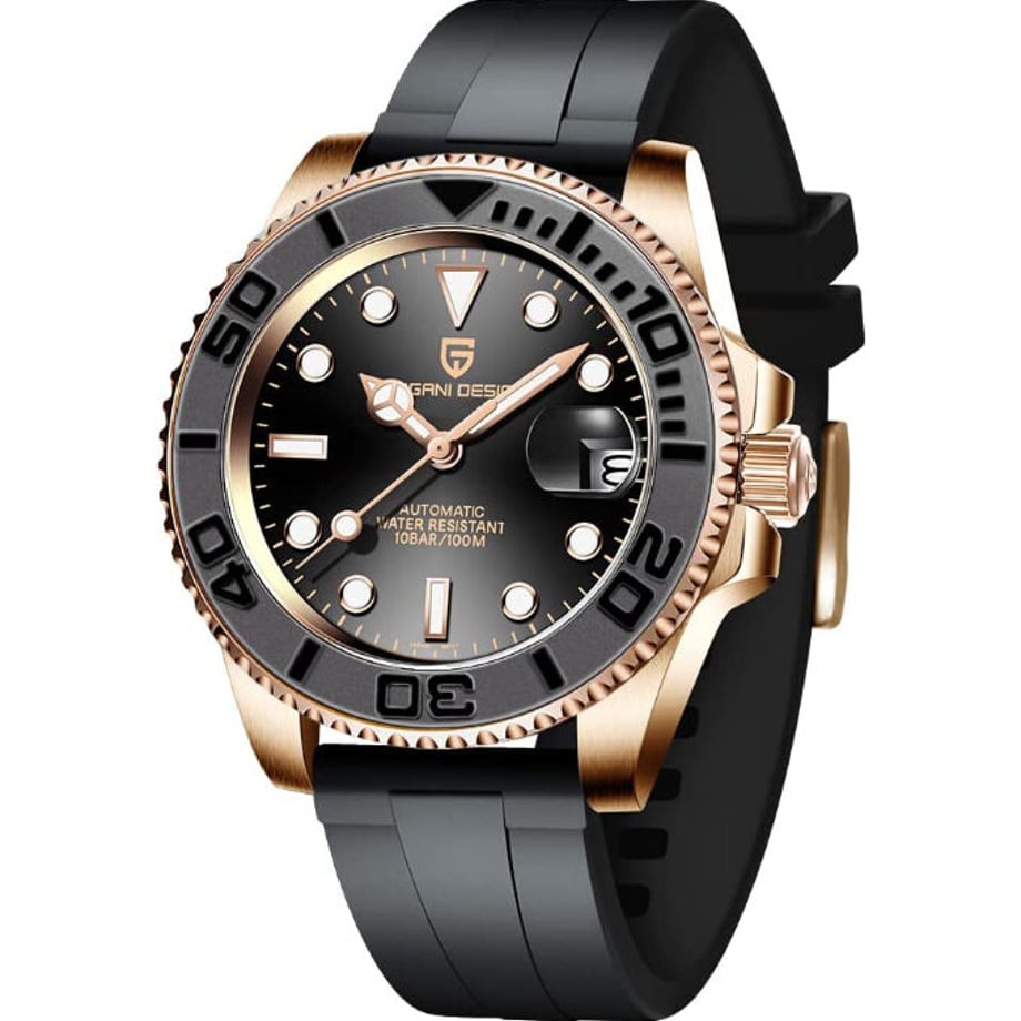 パガ-ニデザイン メンズ腕時計 日本製 SEIKO ムーブメント NH35 ヨットマスター ダイバーズ 自動巻き 機械式 ケース 付き 防水 セラミックベゼル ビジネス 仕事用 ドレスウォッチ シリコンラバー ベルト サファイアガラス PAGANI DESIGN PD-1651