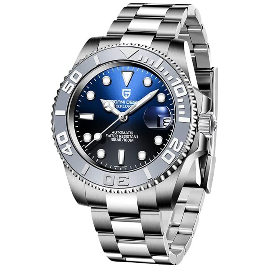 パガ-ニデザイン メンズ腕時計 日本製 SEIKO ムーブメント NH35 ヨットマスター ダイバーズ 自動巻き 機械式 ケース 付き 防水 セラミックベゼル ビジネス 仕事用 ドレスウォッチ シリコンラバー ベルト サファイアガラス PAGANI DESIGN PD-1651