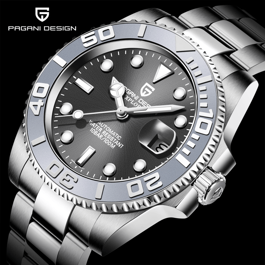 パガ-ニデザイン メンズ腕時計 日本製 SEIKO ムーブメント NH35 ヨットマスター ダイバーズ 自動巻き 機械式 ケース 付き 防水 セラミックベゼル ビジネス 仕事用 ドレスウォッチ シリコンラバー ベルト サファイアガラス PAGANI DESIGN PD-1651
