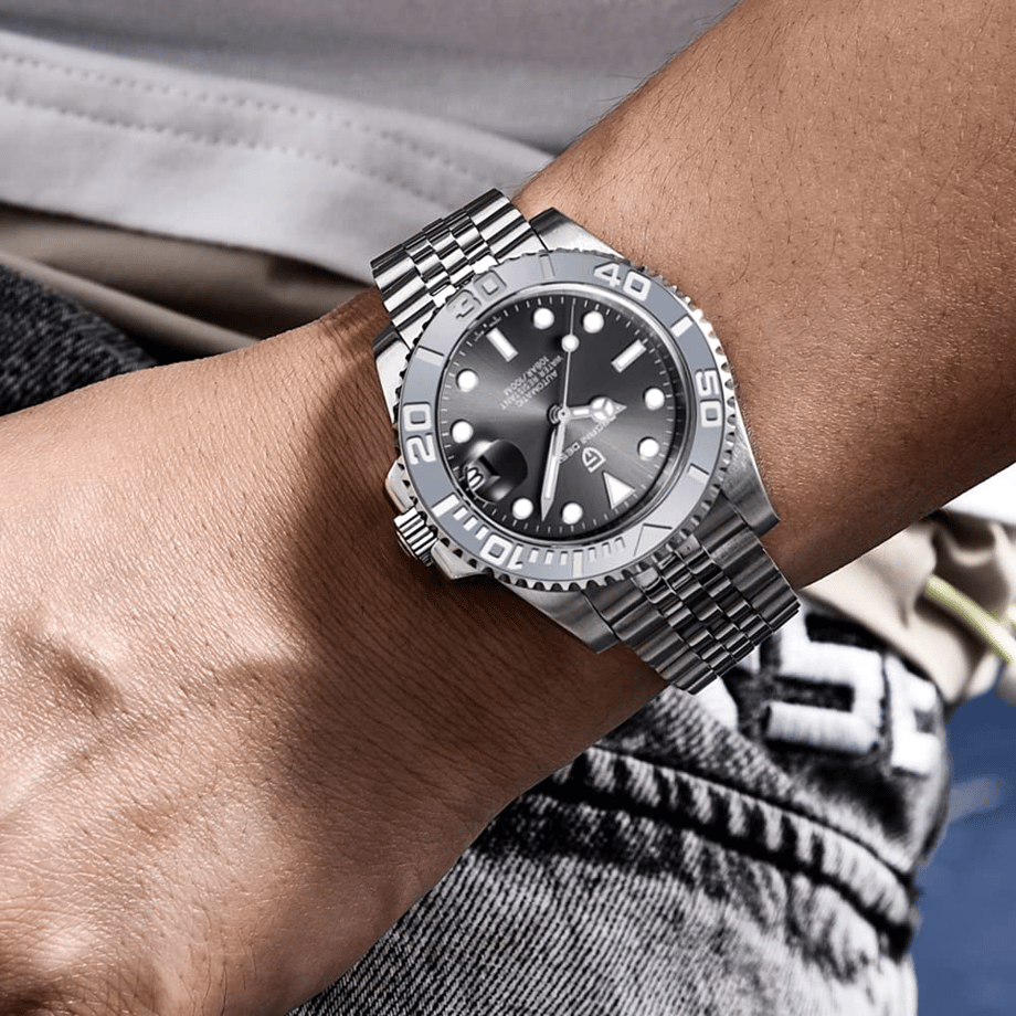 パガ-ニデザイン メンズ腕時計 日本製 SEIKO ムーブメント NH35 ヨットマスター ダイバーズ 自動巻き 機械式 ケース 付き 防水 セラミックベゼル ビジネス 仕事用 ドレスウォッチ シリコンラバー ベルト サファイアガラス PAGANI DESIGN PD-1651