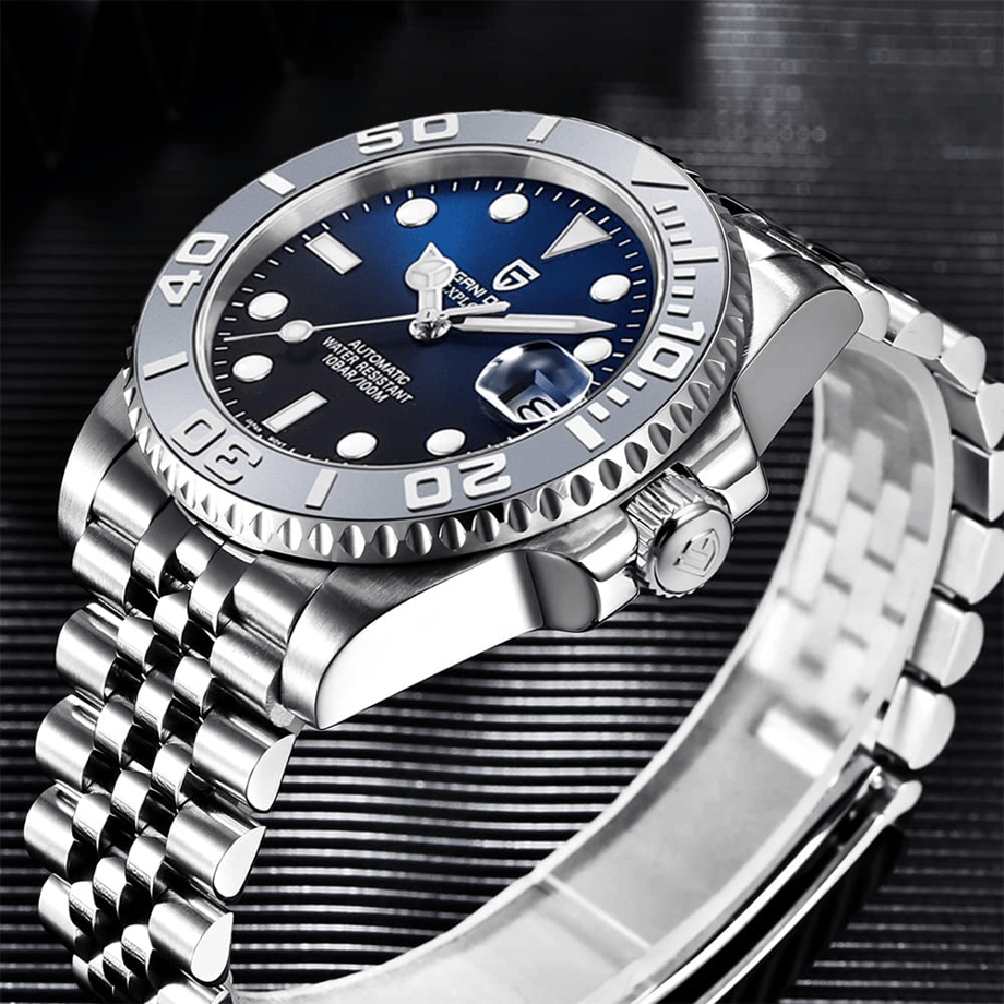 パガ-ニデザイン メンズ腕時計 日本製 SEIKO ムーブメント NH35 ヨットマスター ダイバーズ 自動巻き 機械式 ケース 付き 防水 セラミックベゼル ビジネス 仕事用 ドレスウォッチ シリコンラバー ベルト サファイアガラス PAGANI DESIGN PD-1651
