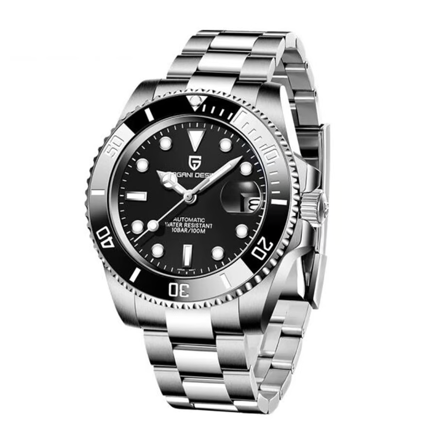 パガ-ニデザイン メンズ腕時計 日本製 SEIKO NH35 ムーブメント サブマリーナー ダイバーズ 自動巻き 機械式 ケース 付き 防水 セラミックベゼル ビジネス 仕事用 ドレスウォッチ ステンレススチール ベルト サファイアガラス PAGANI DESIGN PD-1661