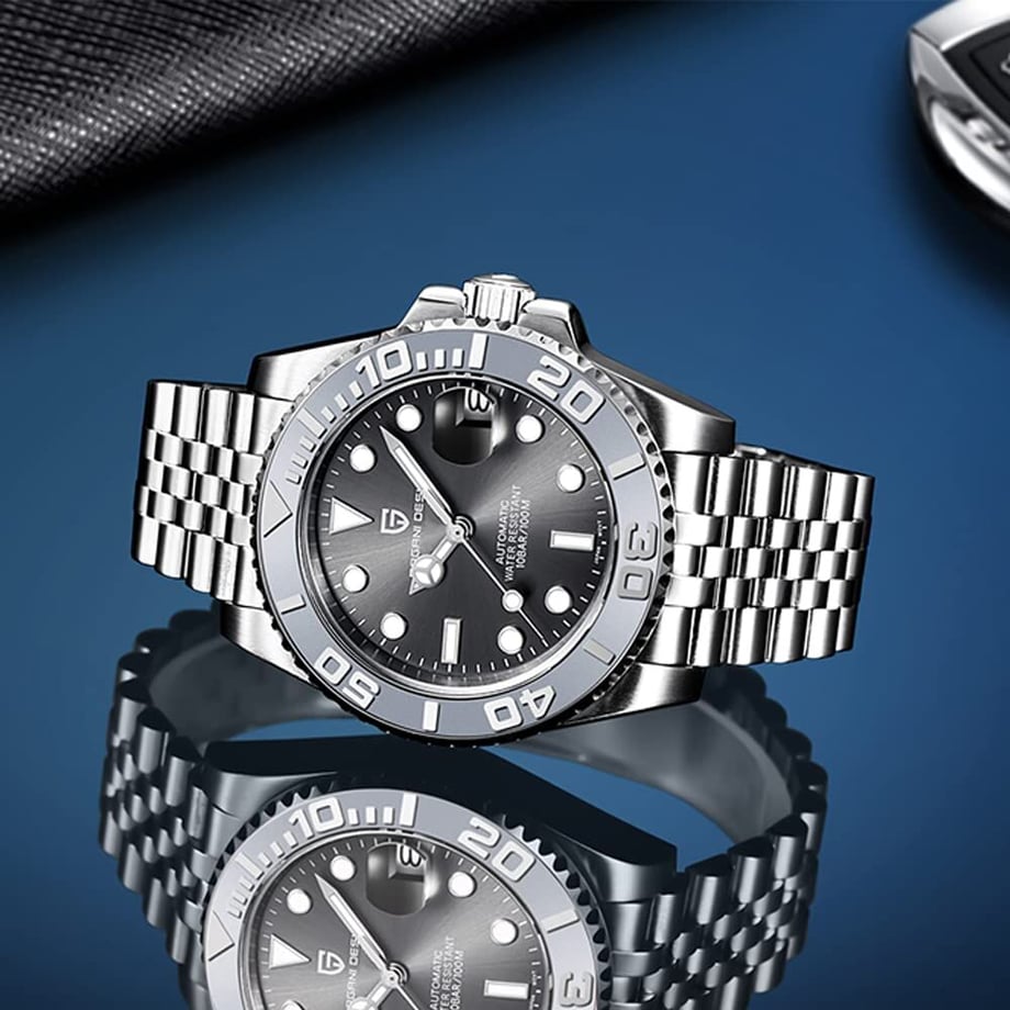パガ-ニデザイン メンズ腕時計 日本製 SEIKO ムーブメント NH35 ヨットマスター ダイバーズ 自動巻き 機械式 ケース 付き 防水 セラミックベゼル ビジネス 仕事用 ドレスウォッチ シリコンラバー ベルト サファイアガラス PAGANI DESIGN PD-1651