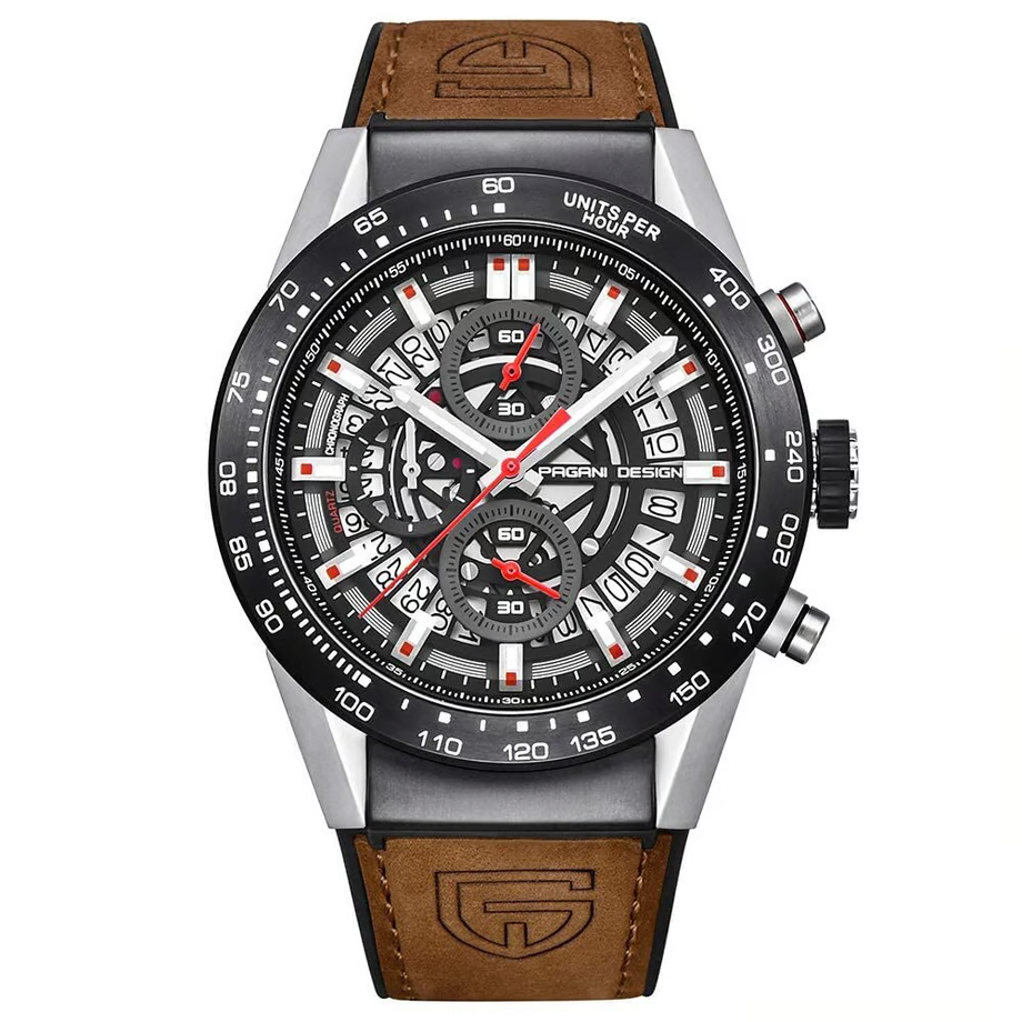 パガ-ニデザイン メンズ腕時計 日本製 セイコームーブメント SEIKO クロノグラフ カレラ クォーツ ダイバーズ ケース 付き 防水 セラミックベゼル ビジネス 仕事用 ドレスウォッチ ステンレススチール ベルト サファイアガラス 結婚式 パーティー 成人式 記念日 プレゼント PAGANI DESIGN PD-2768