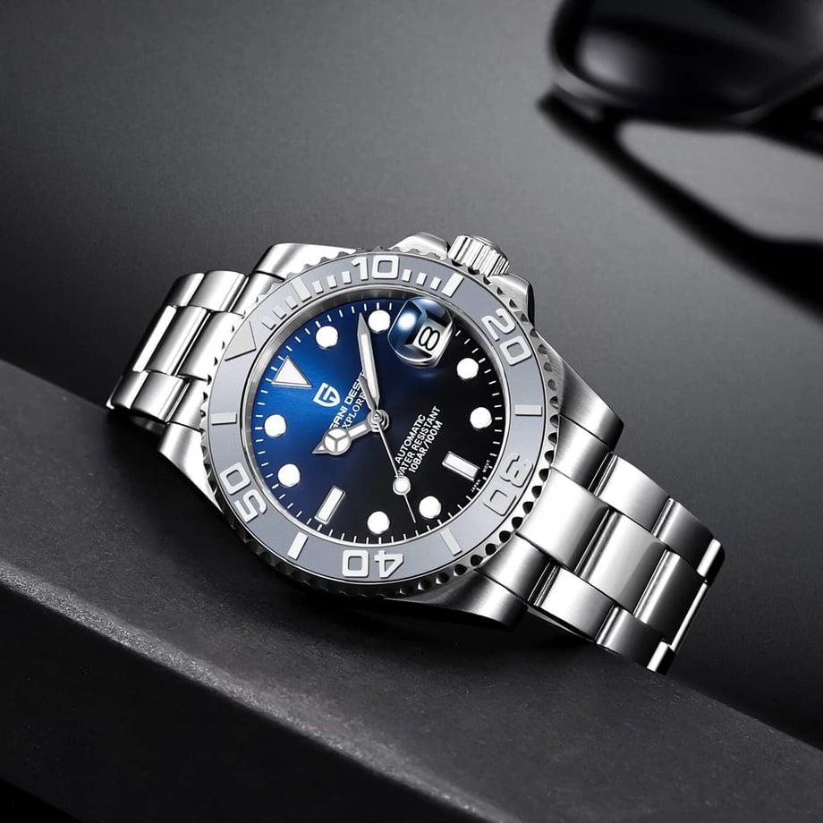 パガ-ニデザイン メンズ腕時計 日本製 SEIKO ムーブメント NH35 ヨットマスター ダイバーズ 自動巻き 機械式 ケース 付き 防水 セラミックベゼル ビジネス 仕事用 ドレスウォッチ シリコンラバー ベルト サファイアガラス PAGANI DESIGN PD-1651