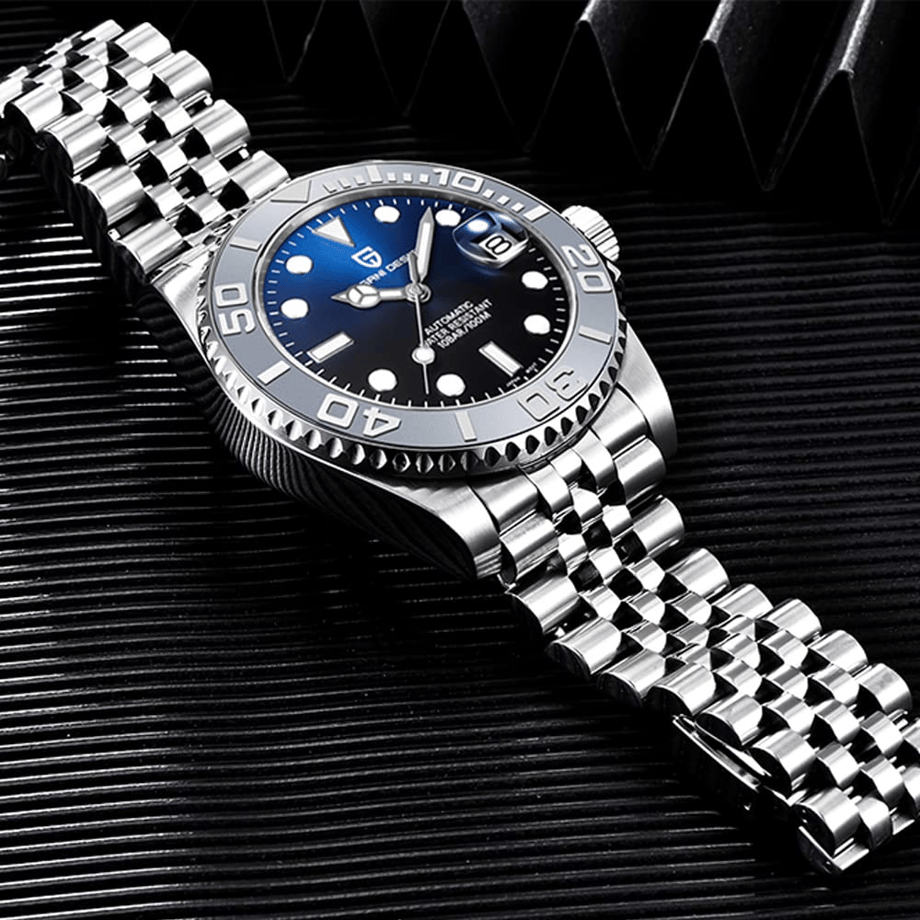 パガ-ニデザイン メンズ腕時計 日本製 SEIKO ムーブメント NH35 ヨットマスター ダイバーズ 自動巻き 機械式 ケース 付き 防水 セラミックベゼル ビジネス 仕事用 ドレスウォッチ シリコンラバー ベルト サファイアガラス PAGANI DESIGN PD-1651