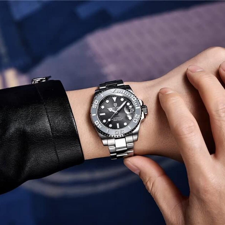 パガ-ニデザイン メンズ腕時計 日本製 SEIKO ムーブメント NH35 ヨットマスター ダイバーズ 自動巻き 機械式 ケース 付き 防水 セラミックベゼル ビジネス 仕事用 ドレスウォッチ シリコンラバー ベルト サファイアガラス PAGANI DESIGN PD-1651