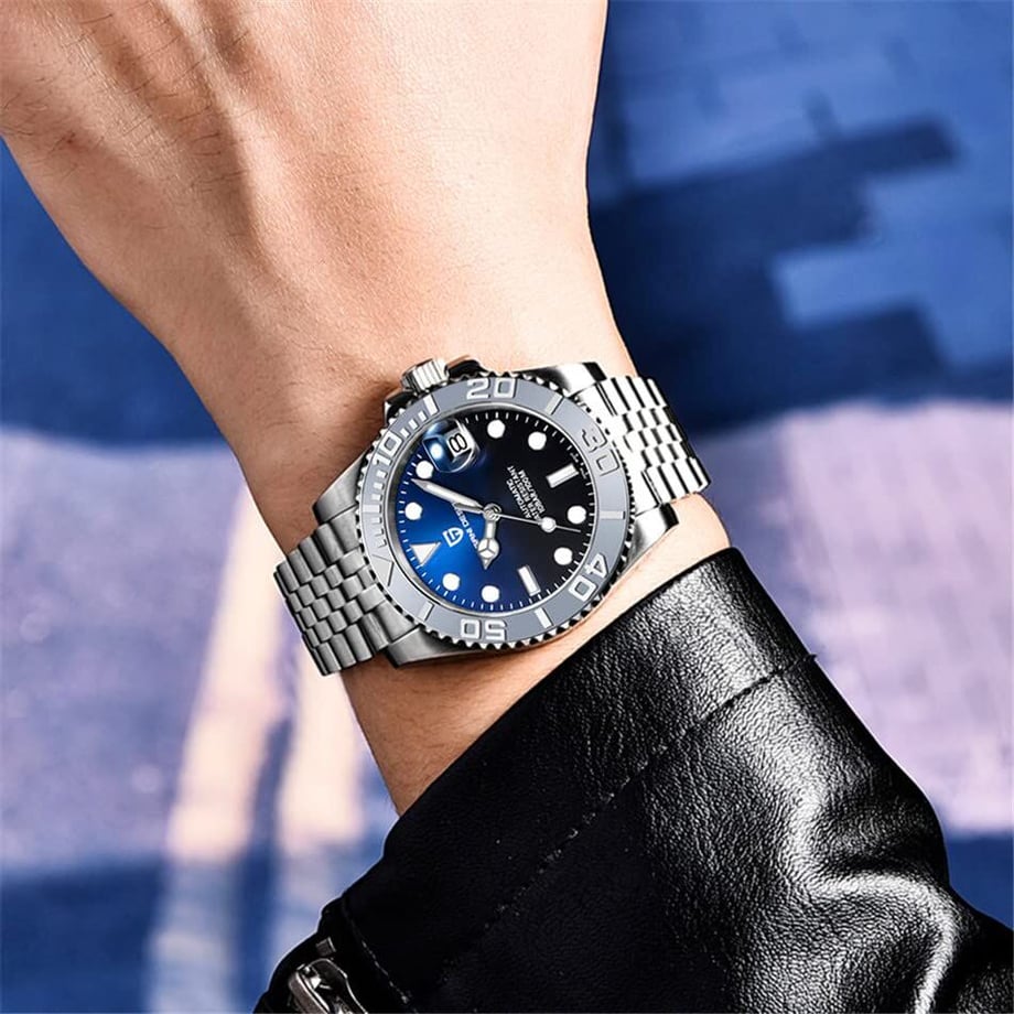 パガ-ニデザイン メンズ腕時計 日本製 SEIKO ムーブメント NH35 ヨットマスター ダイバーズ 自動巻き 機械式 ケース 付き 防水 セラミックベゼル ビジネス 仕事用 ドレスウォッチ シリコンラバー ベルト サファイアガラス PAGANI DESIGN PD-1651