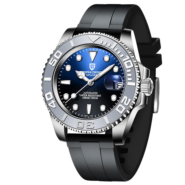 パガ-ニデザイン メンズ腕時計 日本製 SEIKO ムーブメント NH35 ヨットマスター ダイバーズ 自動巻き 機械式 ケース 付き 防水 セラミックベゼル ビジネス 仕事用 ドレスウォッチ シリコンラバー ベルト サファイアガラス PAGANI DESIGN PD-1651
