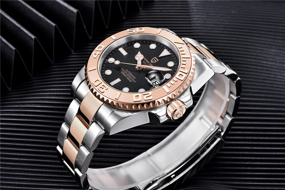 パガ-ニデザイン メンズ腕時計 日本製 SEIKO ムーブメント NH35 ヨットマスター ダイバーズ 自動巻き 機械式 ケース 付き 防水 セラミックベゼル ビジネス 仕事用 ドレスウォッチ シリコンラバー ベルト サファイアガラス PAGANI DESIGN PD-1651