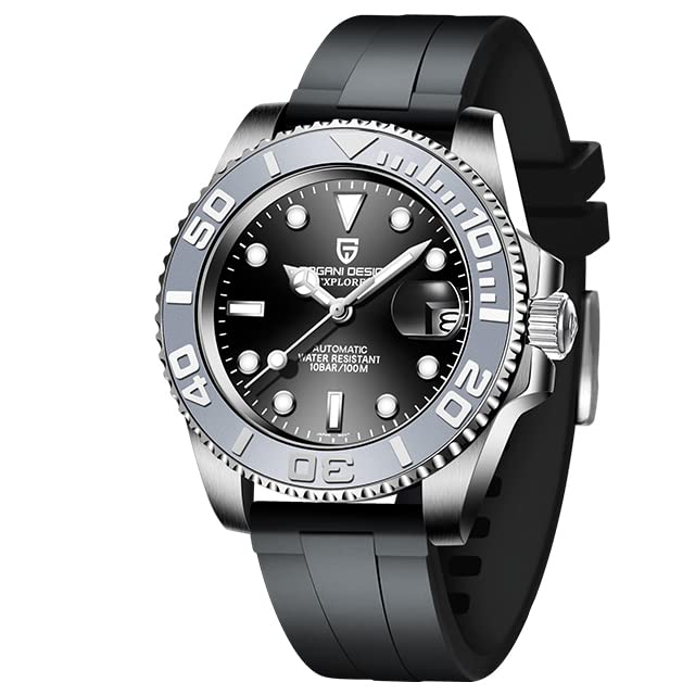 パガ-ニデザイン メンズ腕時計 日本製 SEIKO ムーブメント NH35 ヨットマスター ダイバーズ 自動巻き 機械式 ケース 付き 防水 セラミックベゼル ビジネス 仕事用 ドレスウォッチ シリコンラバー ベルト サファイアガラス PAGANI DESIGN PD-1651