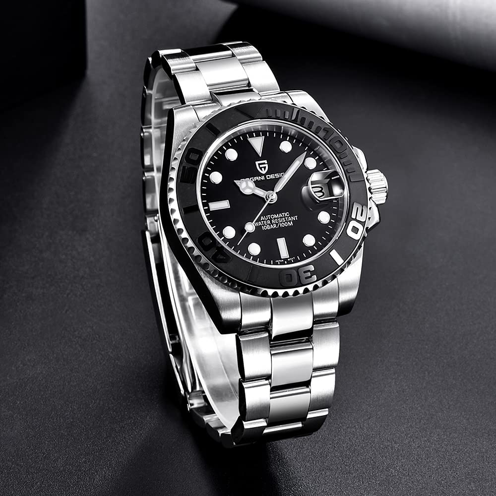 パガ-ニデザイン メンズ腕時計 日本製 SEIKO ムーブメント NH35 ヨットマスター ダイバーズ 自動巻き 機械式 ケース 付き 防水 セラミックベゼル ビジネス 仕事用 ドレスウォッチ シリコンラバー ベルト サファイアガラス PAGANI DESIGN PD-1651
