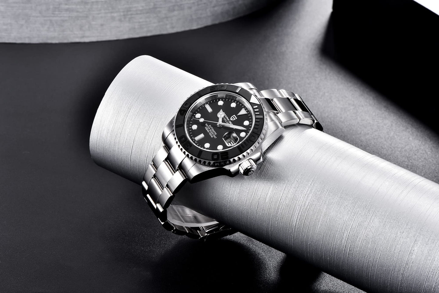 パガ-ニデザイン メンズ腕時計 日本製 SEIKO ムーブメント NH35 ヨットマスター ダイバーズ 自動巻き 機械式 ケース 付き 防水 セラミックベゼル ビジネス 仕事用 ドレスウォッチ シリコンラバー ベルト サファイアガラス PAGANI DESIGN PD-1651