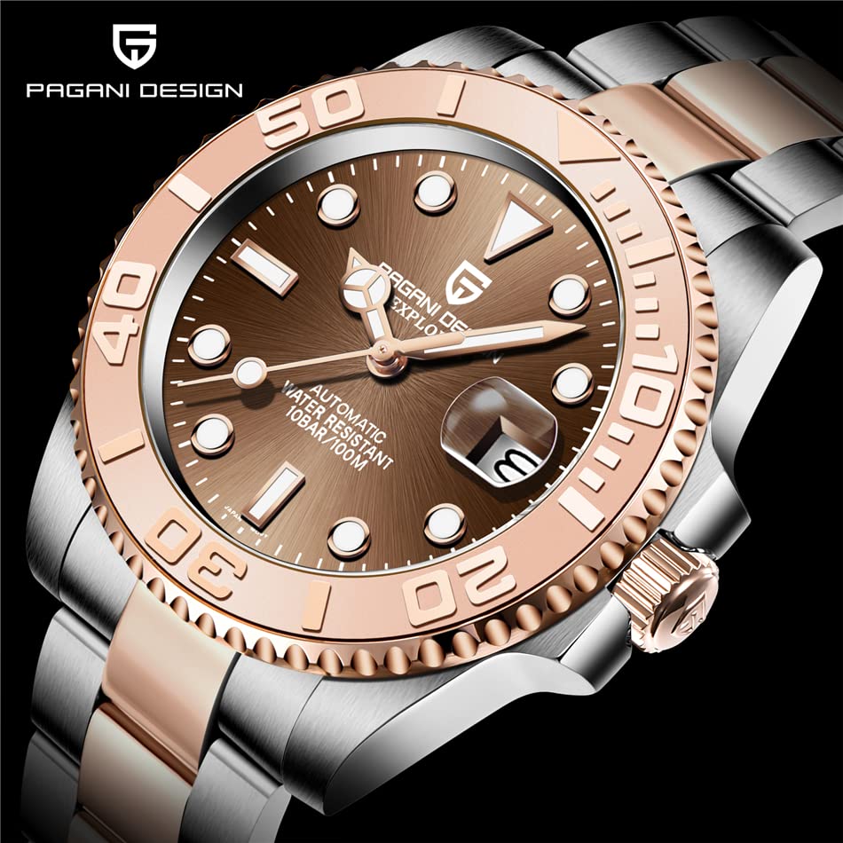 パガ-ニデザイン メンズ腕時計 日本製 SEIKO ムーブメント NH35 ヨットマスター ダイバーズ 自動巻き 機械式 ケース 付き 防水 セラミックベゼル ビジネス 仕事用 ドレスウォッチ シリコンラバー ベルト サファイアガラス PAGANI DESIGN PD-1651